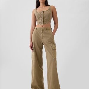 Gap Tan Mid Rise Baggy Cargo Pants Khakis 12